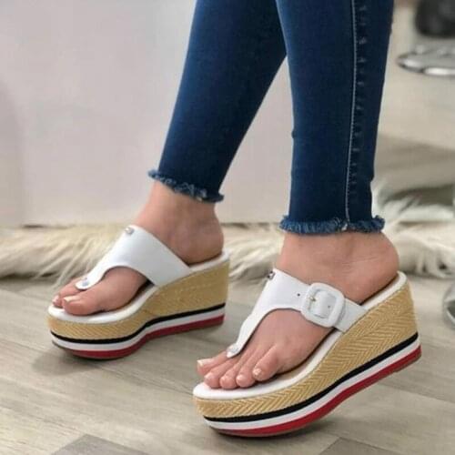 Flip Flops Thick Bottom Platform High Heels Women Slippers Clip Toe Ladies Sandals Summer Female Footwear Casual Woman Slides