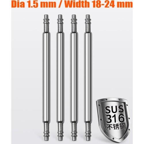 100PCS 1.5 mm Spring Bar Link Pins Dia 1.5mm fit 18mm 20mm 22mm 24mm Watch Band Repair Tool Watch macker Watch Accessories
