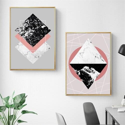 Nordic Painting Geometric Poster - Triangles Abstract Posters and Prints Wall Picture for Living Room Kids Room Kitchen Decor