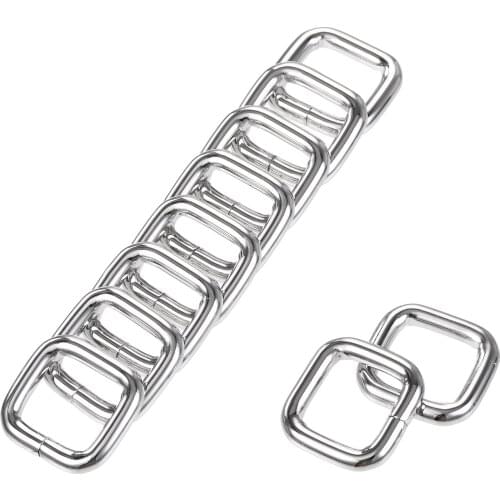 Uxcell Metal Rectangle Ring Buckles 14x13mm for Bags Belts DIY Silver Tone 20 Pcs