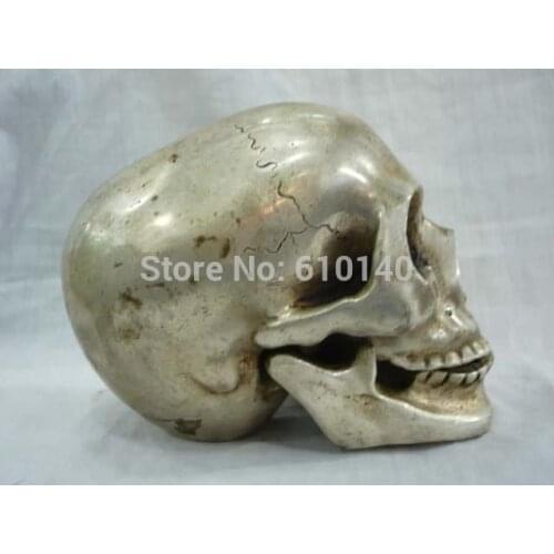 Wonderful tibet silver big skull deaths head netsuke sculpture