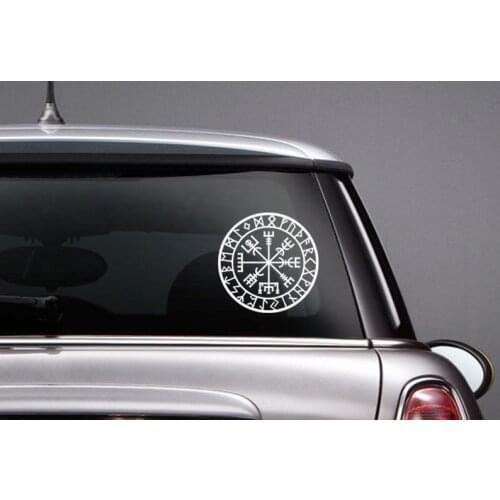 Black/Silver Vegvisir Rune Circle Viking Norse Mythology Vinyl Car Decal Pagan Asatru Runic Compass S886