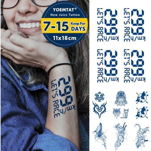 Juice Lasting Waterproof Temporary Tattoo Stickers Clock Digital Animal Totem Flash Tattoos Female Ink Body Art Fake Tatto Male