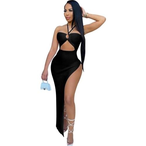 Ladies Summer Womens Wear 2021 Fashion Sexy Tube Top Sling Split Open Navel Dress Woman Summer Light and Thin Dress