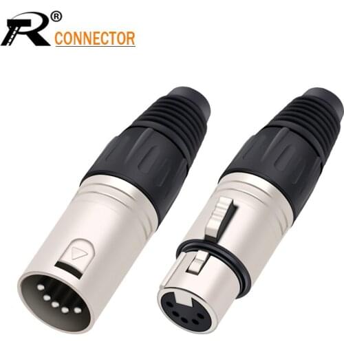 10pcs Metal XLR 5Pin Plug Male Female Jack Solder Adapter Connector for Music Desk Speaker Audio Microphone Cable Terminals