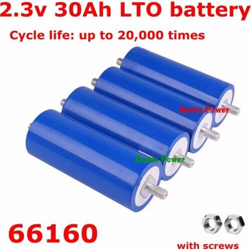 12pcs 66160 Lithium titanate battery 2.4V 30Ah LTO battery 15C high discharge for diy 48V EV golf cart Solar inverter boat