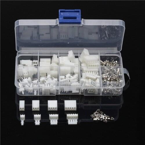 150PCS JST-XH 2.54mm 2/3/4/5 Pins Male Female Assorted Wire White Housing Connectors Set Jumper Pin Bare Terminals Assorted Kit