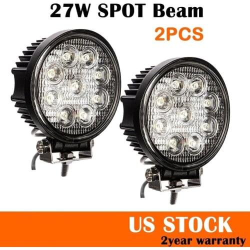 2X 27W 4Inch Spot Round LED Work Light Offroad Fog Driving DRL For SUV ATV Truck