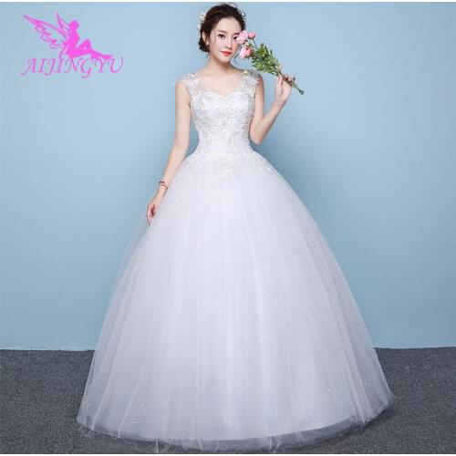 AIJINGYU Dress With Detachable Skirt Gowns Usa Uk Rhinestone Collection Lace Gown Junior Wedding Dresses