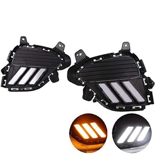 Car Daytime Running Lights Front Fog White DRL Driving with Yellow Signal Function Fog Bumper for Hyundai Creta 2017 2018
