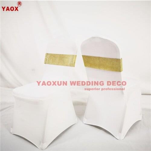 12x42cm Sequin Chair Band Buckle Chair Sash Fit On Banquet Chair Cover For Wedding Event Party Decoration