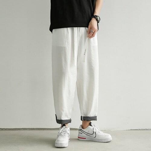 Spring 2021 Summer Pants Men Casual Harem Pant Men Solid Loose Pants Man