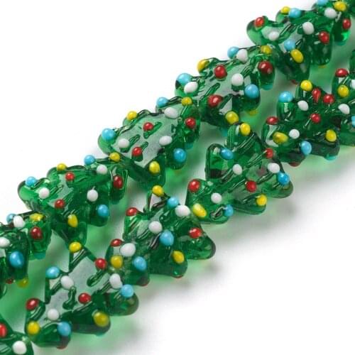 20pcs Handmade Lampwork Christmas Tree Beads for jewelry making DIY Bracelet Necklace Crafts Decor, Hole: 2mm