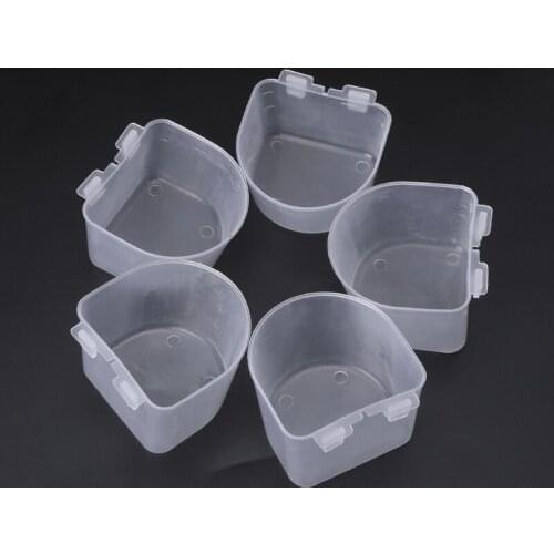 5 PCS / Set Parrot Bird Hamster Flat Bottom Feeding Cup Hanging Drinking Food Bowl Tools for bird feeders