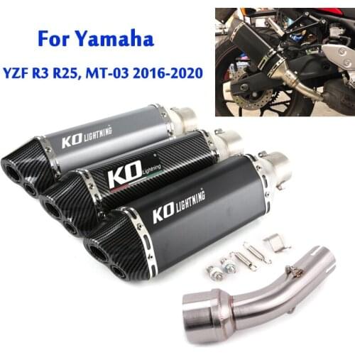 For Yamaha YZF R3 R25 / MT-03 2016-2020 Motorcycle Mid Link Pipe Connecting Tube Slip On Dual-outlet Exhaust Muffler Aluminum
