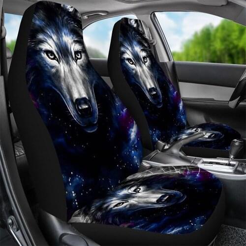 Dream Catchers Galaxy Wolf Design Car Seat Cover Auto Place Dirty-proof Sheet 2pcs Auto Seat Protector Set Universal