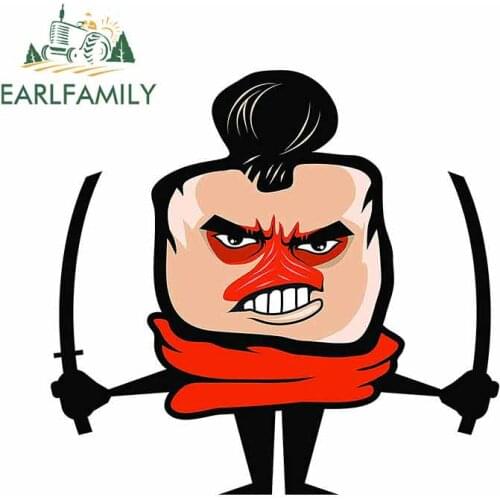 EARLFAMILY 13cm x 12.3cm Cartoon Ninja Warrior Car Sticker Car Window Door Protector Decal Auto Motorcycle JDM Graphics
