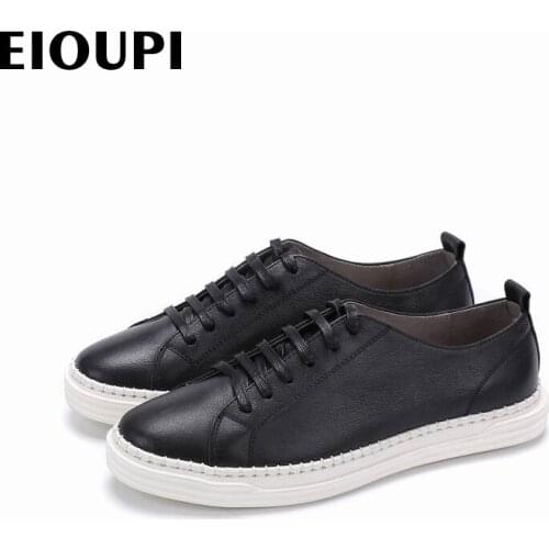 EIOUPI new design genuine real leather mens fashion business casual retro shoe men round toe shoes e109