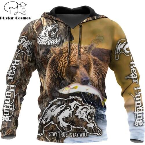 Predatory bears camo 3D All Over Printed Men Hoodies Sweatshirt Unisex Streetwear Zip Pullover Casual Jacket Tracksuits KJ0208