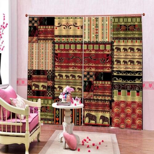 Classic Home Decor Bohemian retro ethnic style Polyester Fabric Curtains For Living room study bedroom Blackout Drapes Sets