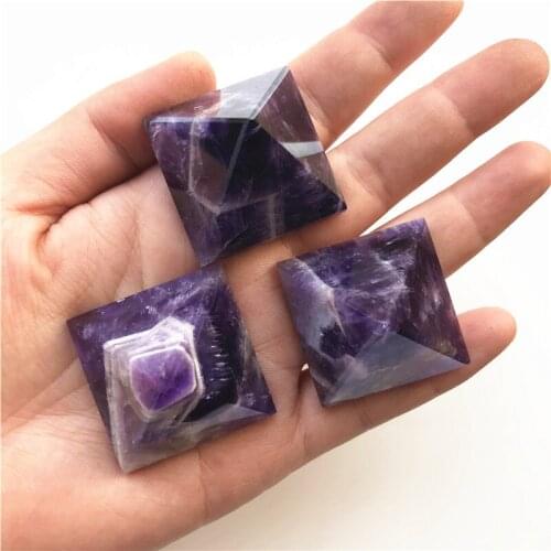 2pcs 30-40mm Natural Dream Amethyst Pyramid Purple Quartz Crystals Point Tower Healing