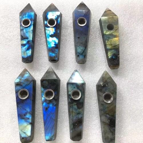 Labradorite Smoking PIpes Natural Stones Quartz Crystal Gemstones Healing Reiki Decoration