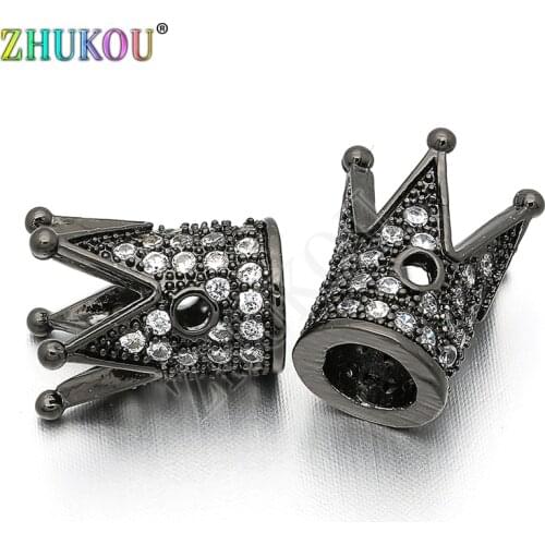 10*12mm Handmade Brass Cubic Zirconia Coroa Crown Beads for DIY Jewelry Findings Accessories, Model: VZ145