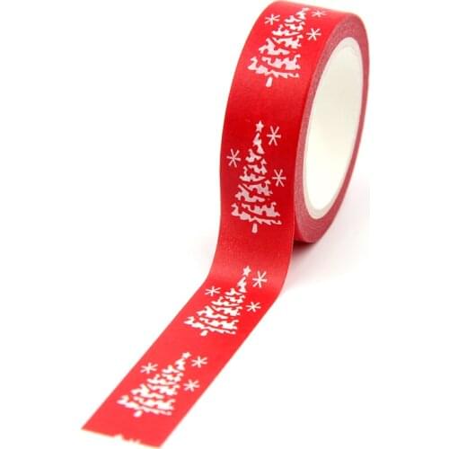 1PC 15mm*10m White Snow Christmas Tree Red Washi Tapes for Scrapbooking Stickers Masking Tapes School Supplies stationery
