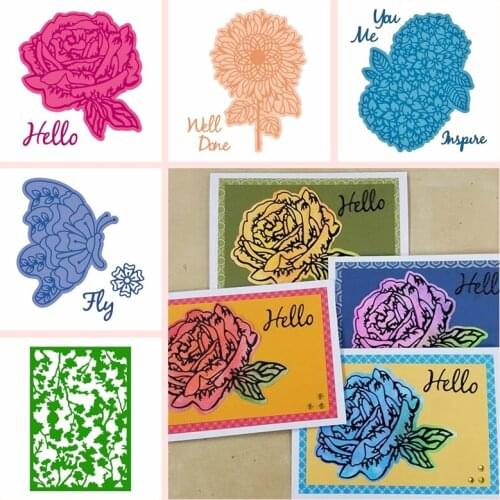 Flying Butterfly Rose Sunflowers Hydrangea Cherry Blossom Frame Metal Cutting Dies DIY Craft Cards Embossing Template 2020 New