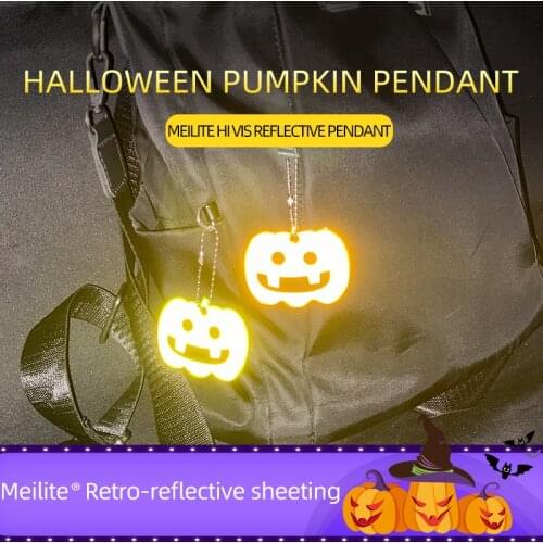 Meilite Reflexite material 500 candle lights Halloween pumpkin soft reflector Reflective keychain bag pendant accessori
