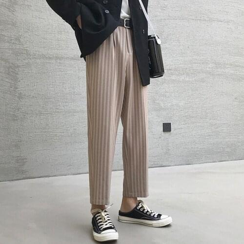 2021 Mens Slim Fit Stripe Printing Suit Pants Cotton Harem Casual Pants Leisure High-quality Male Western-style Trousers 28-34
