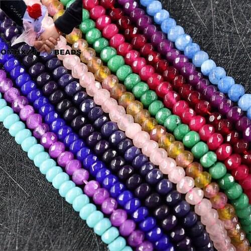 OMH Z46 4x6mm Polished By Hand Color Natural Stone Jewelry DIY Making Bracelet Necklace Round White Marble Loose Spacer Beads