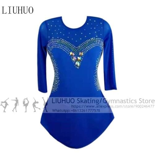 Figure Skating Dress Women Girls Rhinestones Competitions Dress Teens Kids Rhythmic Leotard Artistics Unitards