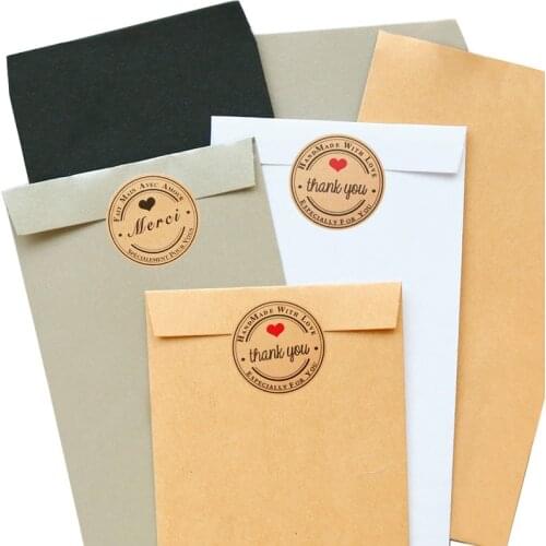 12pcs Kraft Paper Bag Gift Envelope Letter Card Storage Party Wedding Bag with Thank You Stickers Birthday Gift Bag