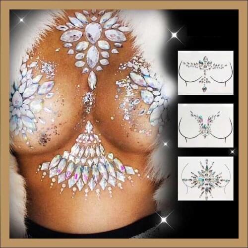 Prajna Body Crystals Stickers Chest Acrylic Rhinestones Glass Festival Party Face Temporary Tattoo Fashion Jewelry Strass Decor