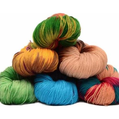 Skin-Friendly Baby Wool Thread Colorful Eco-dyed Thread Soft Dyed Thread Crochet Knit Yarn Thread Needlework Segment Dyed Yarn