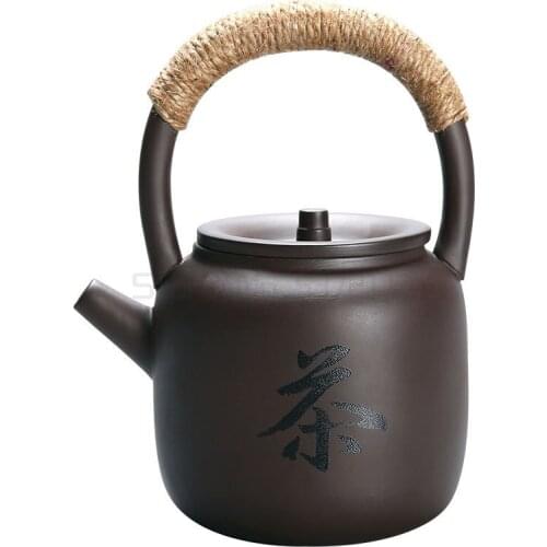 Purple sand lifting beam pot household ceramic tea pot Japanese retro manual Kung Fu tea pot single pot