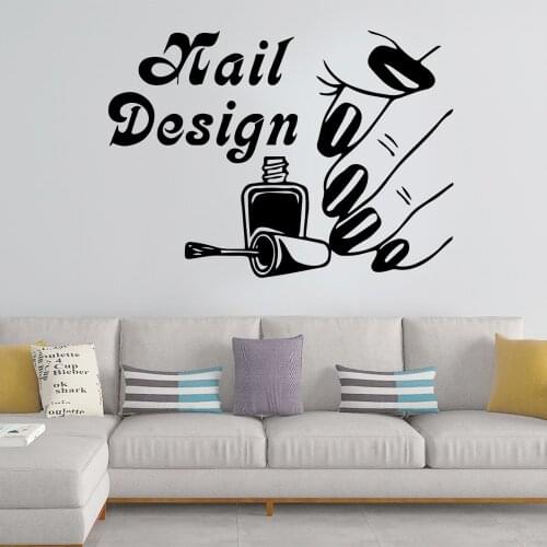 Diy Nail Vinyl Wallpaper Wall Nail Stickers For Beauty Salon Creative Wall Art Decal Commercial Sticker adesivo de parede