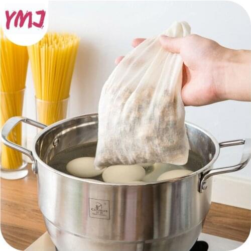 1Pc Cotton Cloth Bag Locking Spice Strainer Mesh Filter Chinese Medicine Herbal Ball Kitchen Cooking Tools Colander Soup Tea Bag