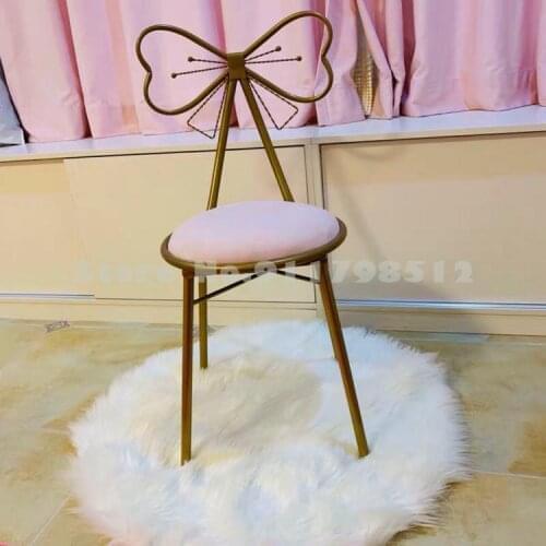 New modern minimalist backrest princess nail art makeup chair ins bowknot net red girl heart dressing table stool