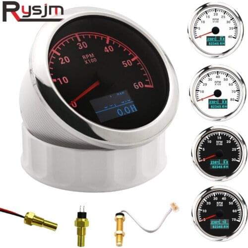85mm 3 in 1 Marine Boat Tachometer Gauge 3000~8000 RPM Tacho meter With Oil Pressure Sensor 0-10Bar Hours Water Temp Sensor