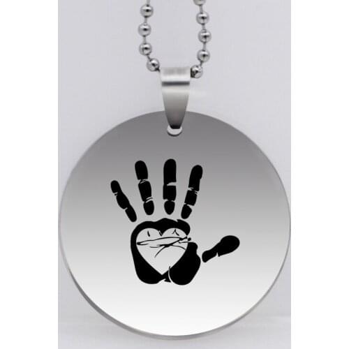 Ufine fashion jewelry dad gift pendant army card hand with heart stainless steel customed necklace N4488