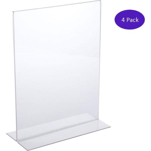 Pack/4 units) T Insert Clear Acrylic Tabletop Sign Holders for hotel,restaurant,cafe and retailshops ADS001