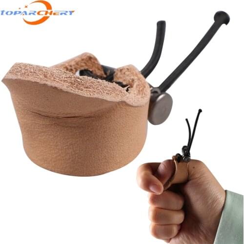 Thicken Cow Leather Thumb Finger Tip Protector Guard Ring Tab Leather Hunting Practice Archery Pull Arrow Shooting Glove New