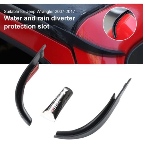 Car Roof Rain Gutter Water Rain Guard Slot Gutter Extension for Jeep Wrangler JK 2007-2017 with Adhesive Anti-corrosion Wearable