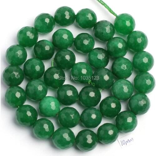 High Quality 10mm Pretty Green Jades Faceted Round Shape DIY Gems Loose Beads Strand 15" Jewelry Making w1661