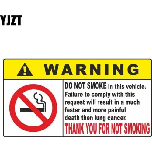 YJZT 16CM*8.4CM THANK YOU FOR NOT SMOKING Warning Decal Car Sticker PVC 12-0726