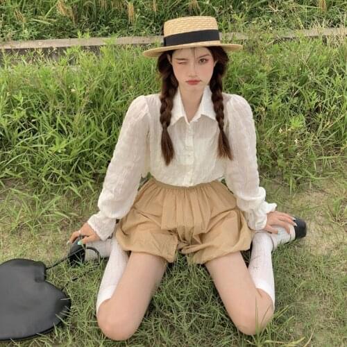 Shirt Temperament Halter Bowknot White Long-sleeved Shirt Female Design Sense Niche Summer New Loose Top