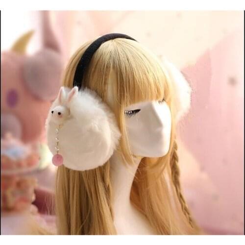 Winter Girl Cute White Warm Earmuffs Sweet Womens Lolita Warmer Muff Ear Cover Headband Accessories B865