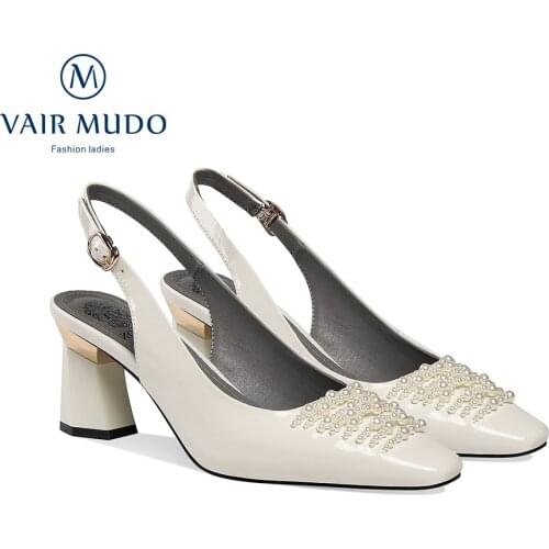 VAIR MUDO Women Pumps Shoes High Heels Patent Leather Square Heel Spring Summer Autumn Fashion Elegant Footwear Hot QualityD145L